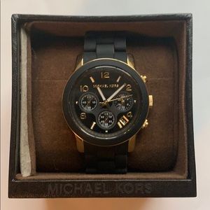 NWT! Michael Kors black and gold watch